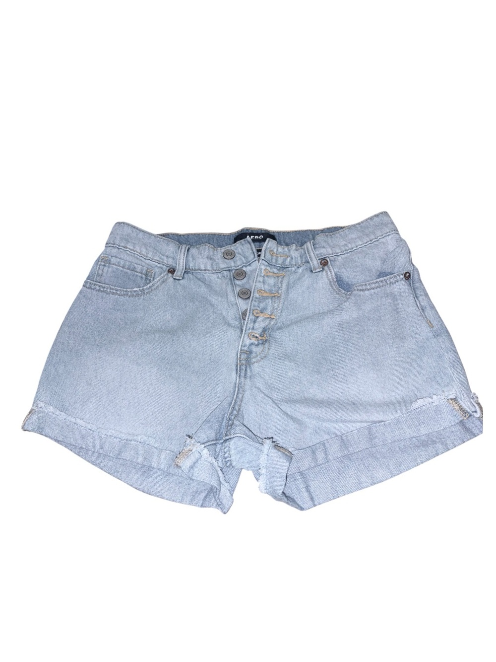 Aero Women's Mom Short Button Fly Cuffed Denim Light Wash Cuffed Shorts Size 6